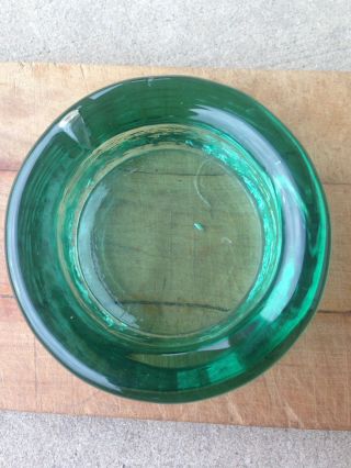 Vintage Green Glass Wine Bottle Coaster Candy Dish - Thick Heavy Glass Bubbles 3