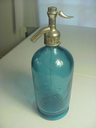 Antique Blue Glass Seltzer Bottle By Alfredo Revello Directorio 680 Argentina