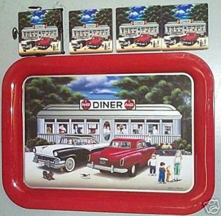 Coca Cola Back To The 50s Tray & Matching Coasters 6 Pc