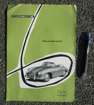 Vintage Porsche Advertising Flier Type 356 Cabriolet Printed In Germany Brochure