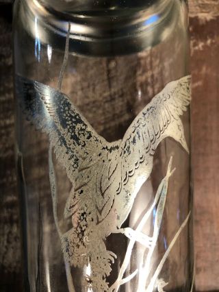 Vintage Glass Cocktail Shaker with Silver Overlay Flying Geese 10 