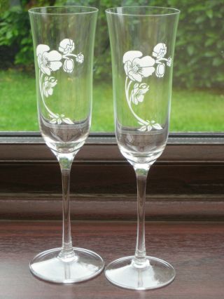 A Extremely Rare Perrier Jouet Belle Epoque Champagne Flutes