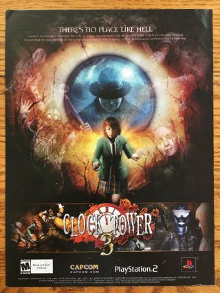 Clock Tower 3 Playstation 2 Ps2 2003 Vintage Video Game Poster Ad Art Print Rare