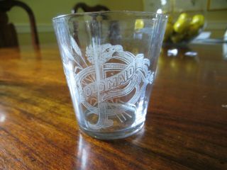 Etched Pre Pro Shot Glass The Old Maid Co.  Picture Orene Parker Covington Ky