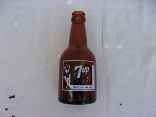 7up Amber Bottle With Acl Labels - - Houston,  Texas - - Late 1930s