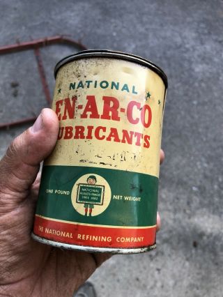 Vintage Enarco One Pound Grease Can Gas Oil