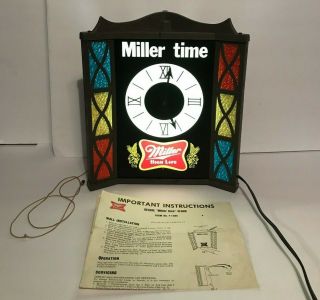 Vintage Miller Time Miller High Life Beer Lighted Clock Sign With Instructions