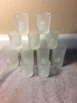 (11) Jagermeister Shot Glasses - - 4 Large / 7 Small - - Frosted - - - - - Vgc