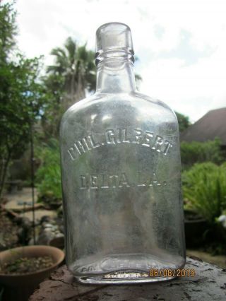 Delta,  Louisiana " Phil.  Gilbert " Half - Pint Whiskey Flask 1910 - 20
