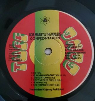 Bob Marley " Confrontation " Tuff Gong Nm Vinyl Jamaica Lp