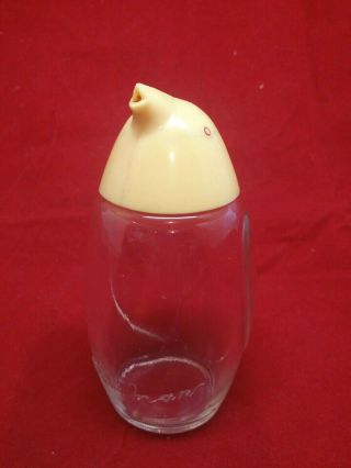 Rare Kikkoman Penguin Glass Embossed Soy Sauce Bird Bottle Dispenser
