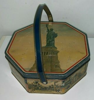 Statue Of Liberty / Early American Scenes,  Biscuit Tin (sunshine Biscuits)