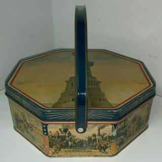 Statue Of Liberty / Early American Scenes,  Biscuit Tin (Sunshine Biscuits) 4
