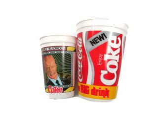 Coca - Cola Max Headroom Coke 80s Vintage Set Up Two Plastic Cups