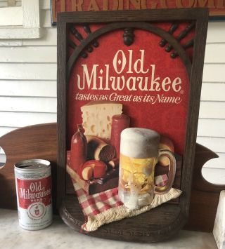 Vintage 1970 Old Milwaukee Beer Sign & Beer Can