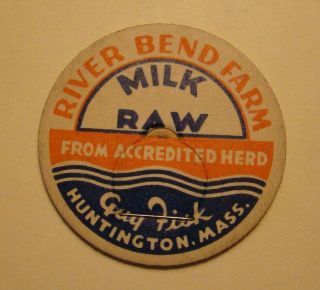 River Bend Farm Dairy Guy Fisk Huntington,  Mass.  Ma.  1 5/8s Milk Bottle Cap