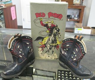 Rare Vtg 1949 Slesinger Fred Harman Red Ryder Childs Cowboy Footwear Box W/box