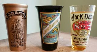 Jack Daniels Legends Glass & Metal Shot Glass Set Old Sour Mash Whiskey 3pc