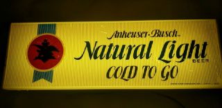 Vintage Anheuser - Busch Natural Light Beer " Cold To Go " Lighted Display Sign