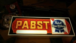 Vintage Pabst Blue Ribbon Beer Good Old Time Flavor Light Up Bar Beer Sign