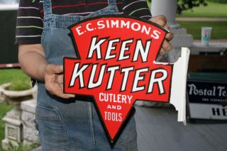 Keen Kutter Cutlery & Tools Gas Oil 2 Sided 13 " Porcelain Metal Flange Sign