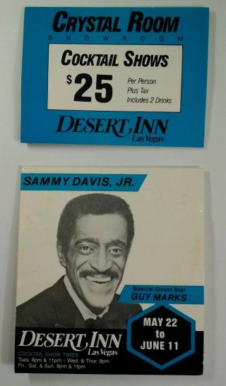 Sammy Davis Jr.  Desert Inn Cocktail Show Table Ad Stand Up Card Crystal Room Htf