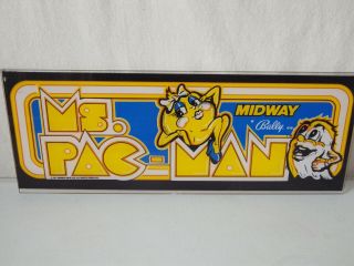 Ms.  Pacman Video Arcade Game Plexi Header Marquee