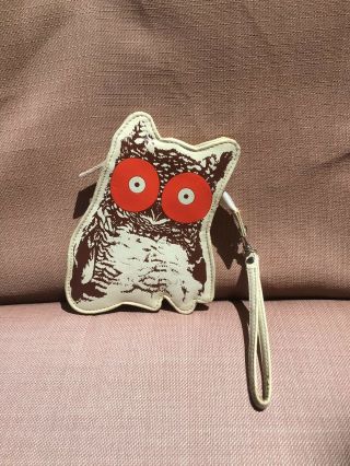 Vintage Hooters Owl Logo Server Tip Pouch Money Bag Purse Clutch Wrist Strap
