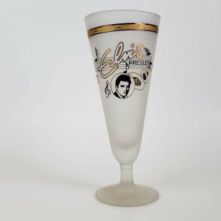 ELVIS PRESLEY Champagne Glasses Set of 2 w/ 22k Gold Elvis & Trim,  1991,  Labels. 6