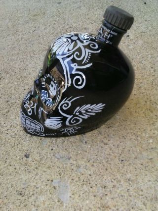 Kah Tequila Agave Sugar Skull Day Of Dead Black/White 750ml Bottle Empty 2