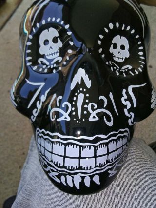Kah Tequila Agave Sugar Skull Day Of Dead Black/White 750ml Bottle Empty 6