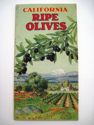 Vintage " California " Ripe Olives Advertising Booklet W/ Pictures & Recipes
