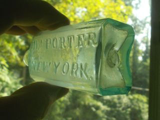 Open Pontil Dr.  Porter York Crude 1850s Privy Dug Bitters Medicine Bottle