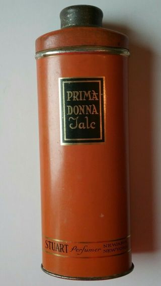 Vintage Prima Donna Talc Powder By Stuart Perfumer,  Newark York.  - Full