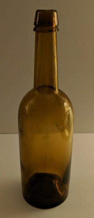 Dyottville Glass Embossed Civil War Era Light Amber Whiskey Bottle