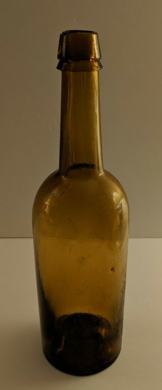 Dyottville Glass Embossed Civil War Era Light Amber Whiskey Bottle 3