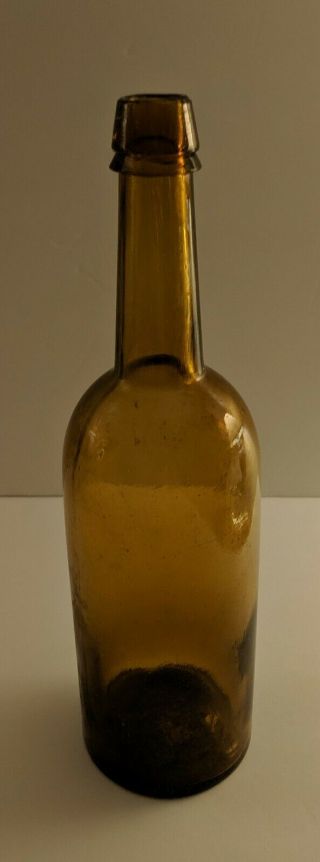 Dyottville Glass Embossed Civil War Era Light Amber Whiskey Bottle 4