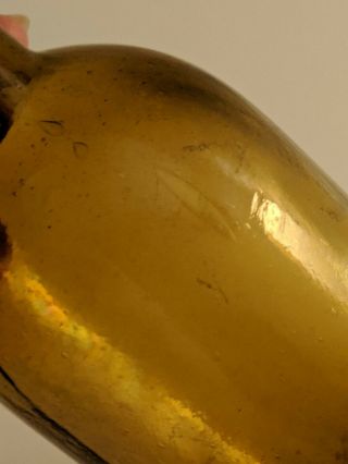 Dyottville Glass Embossed Civil War Era Light Amber Whiskey Bottle 7