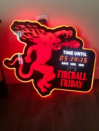 Fireball Whisky Led Sign Countdown To Friday Clock 20x17.