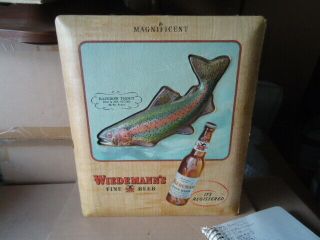 Rare Antique Vintage Wiedemann Fish Trout Beer Bar Sign Man Cave Hard Find