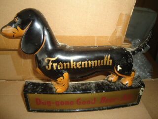 Rare Antique Vintage Frankenmuth Plastic Dog Beer Bar Sign Man Cave Hard Find