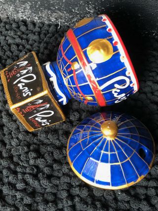 Paris In Las Vegas Collectible Ceramic Hot Air Balloon Souvenir W/ Lid