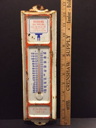 Vintage Metal Thermometer Delhi Gas Pipeline 13”x4”