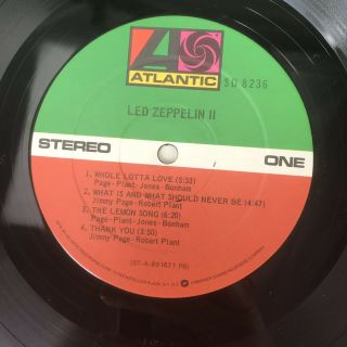 LED ZEPPELIN II SD 8236 Atlantic Record zepplin 2/two Vinyl LP 1969 7