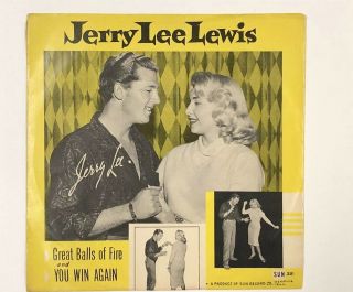 Jerry Lee Lewis Great Sun Records Great Balls Of Fire 45 Rpm Picture Sleeve