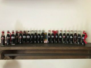 21 Full Mini Miniature Glas Coca Cola Bottles With Caps
