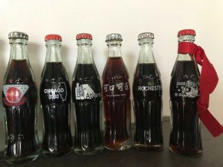 21 Full Mini Miniature Glas Coca Cola Bottles with Caps 2