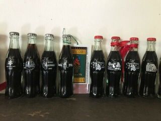 21 Full Mini Miniature Glas Coca Cola Bottles with Caps 3