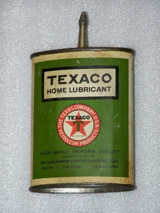 Rare Antique Green Texaco Home Lubricant Can Oval Shapetexas Company 4 Oz