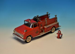 Vintage 1960 ' s Tonka Pressed Steel Firetruck w/ Hydrant Fire Truck Engine FD5 2